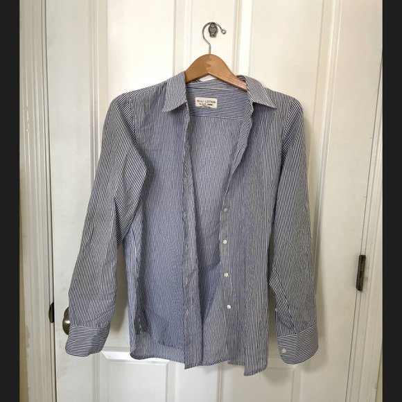 Nili Lotan | Stripe Blue and White Button up - Picture 6 of 8